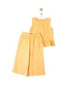 Maybe Junior Woven Texture Peplum Top & Wide Leg Trouser