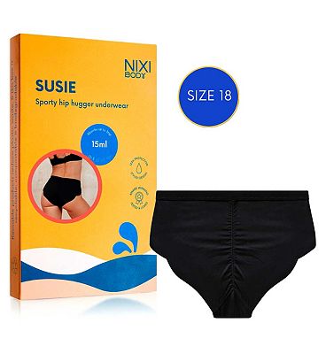 NIXI Body Susie Black 18 VPL-Free Hip Hugger Leakproof Knickers