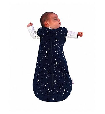 Sweet Dreamers Bamboo Baby Sleeping Bag Blue Moon and Stars 0-3 months - 1 Tog