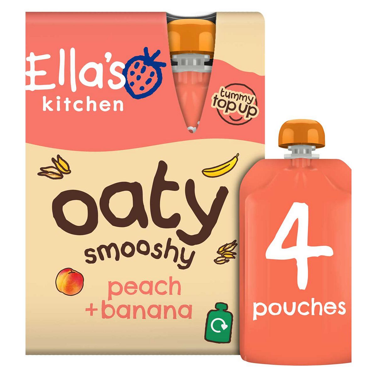 Ella's Kitchen Organic Oaty Peach & Banana Smoothie Food Pouch Multipack 12+ Months 90G 4S