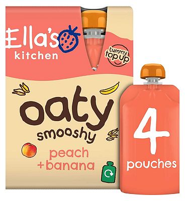 Ella's Kitchen Organic Oaty Peach & Banana Smoothie Food Pouch Multipack 12+ months 90g 4s