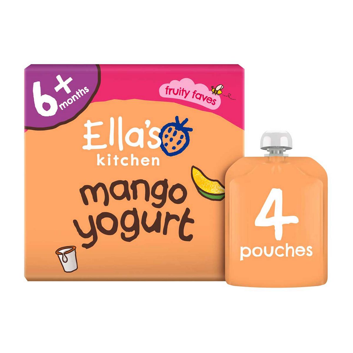 Ella's Kitchen Organic Mango Greek Style Yoghurt Food Pouch Multipack 6+ Months 90G 4S