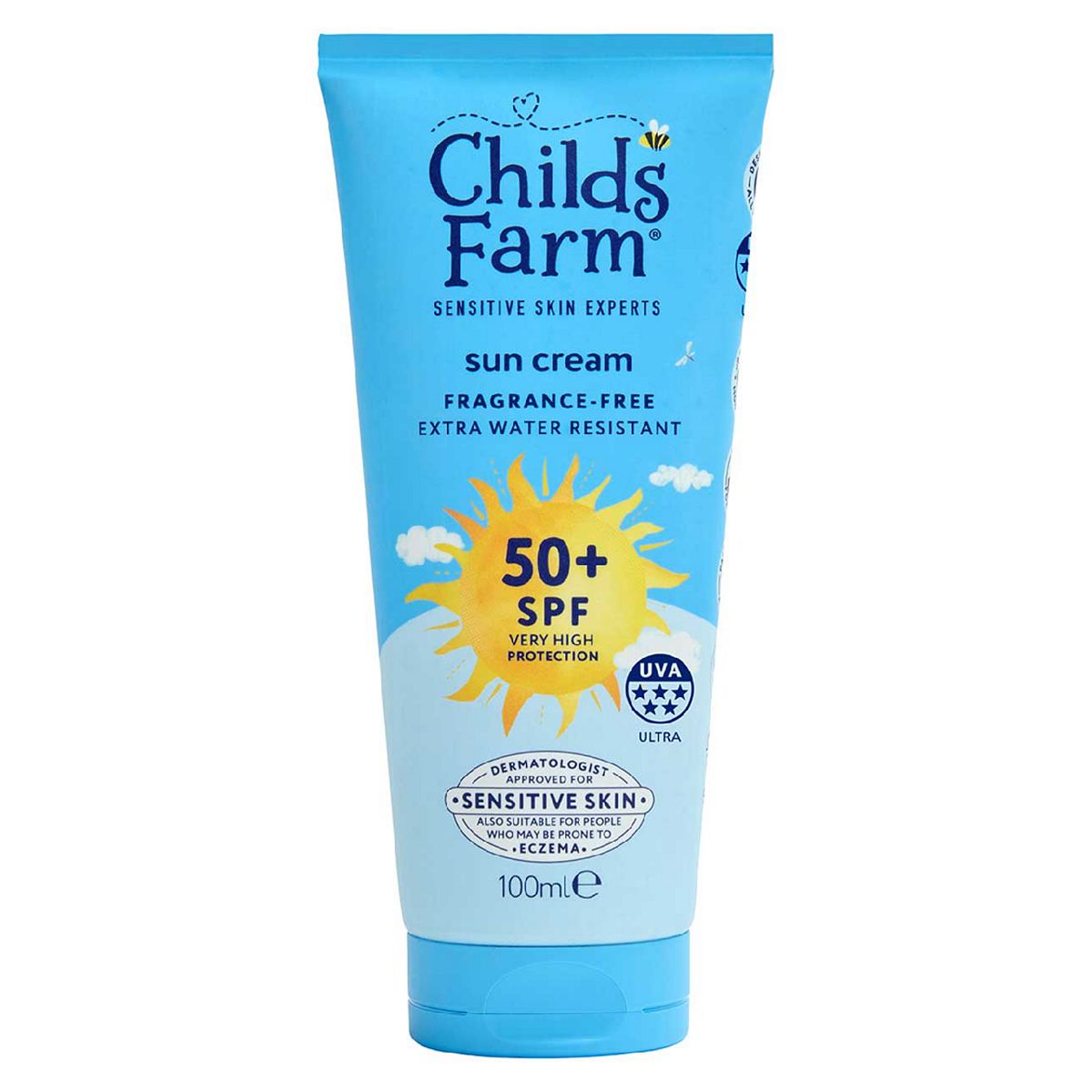 Childs Farm Spf 50+ Sun Cream 100Ml Fragrance Free Sunscreen For Kids & Sensitive Skin