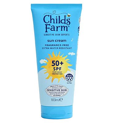 Childs Farm SPF 50+ Sun Cream 100ml Fragrance Free Sunscreen for Kids & Sensitive Skin