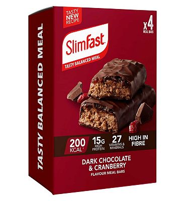 Slimfast meal replacement bar multipack dark chocolate cranberry 60g 4s