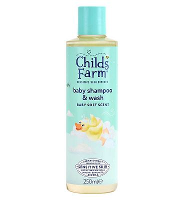 Childs Farm Tear-Free Baby Shampoo & Body Wash 250ml Baby Soft Scent for Newborns & Sensitive Skin