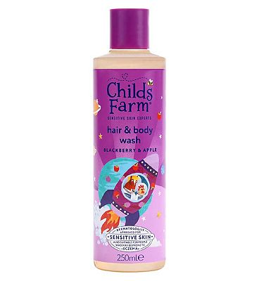 Childs Farm Hair & Body Wash, Blackberry & Apple 250ml Gentle Tear-Free Formula for Kids, Babies & S