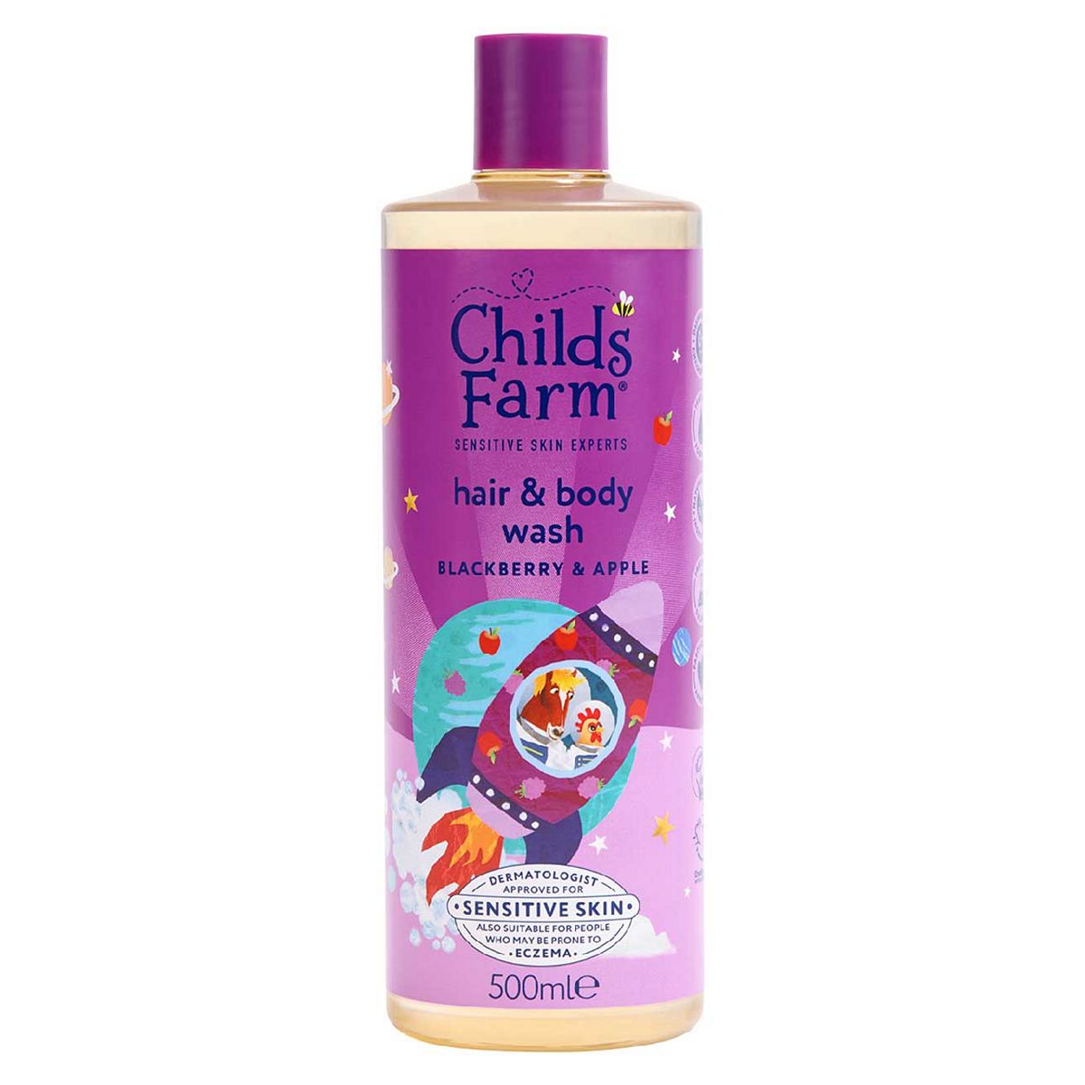 Child's Farm Hair & Body Wash, Blackberry Apple 500Ml Gentle Tear-Free Formula For Kids, Babies Sensitive Skin