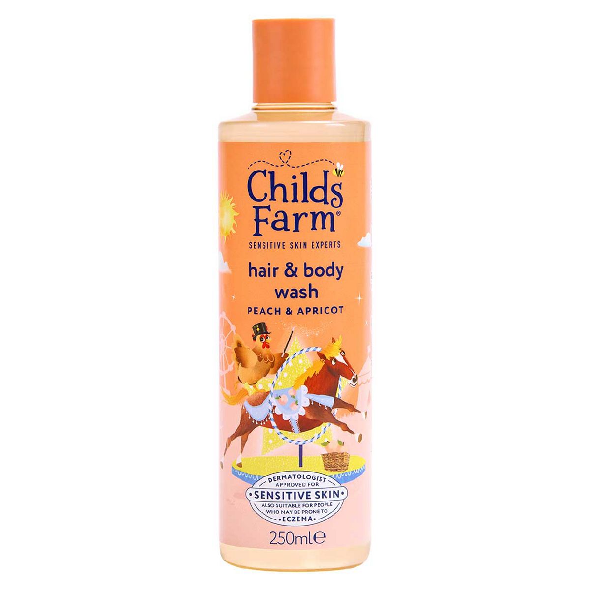Child's Farm Childs Farm Hair & Body Wash, Peach Apricot250 Ml Gentle Tear-Free Formula For Kids, Babies Sensitive Skin, 250ml