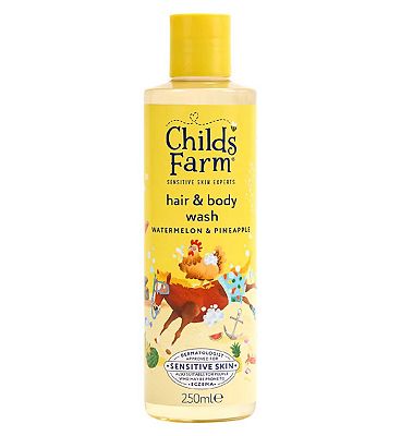 Childs Farm Hair & Body Wash, Watermelon & Pineapple 250ml Gentle Tear-Free Formula for Kids, Babies