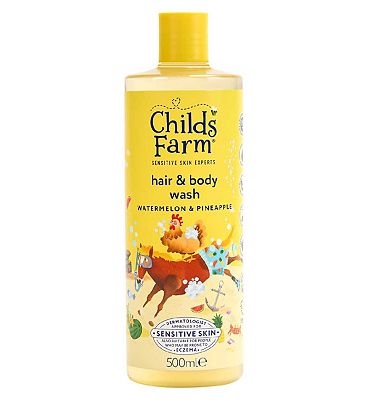 Childs Farm Hair & Body Wash, Watermelon & Pineapple 500ml Gentle Tear-Free Formula for Kids, Babies