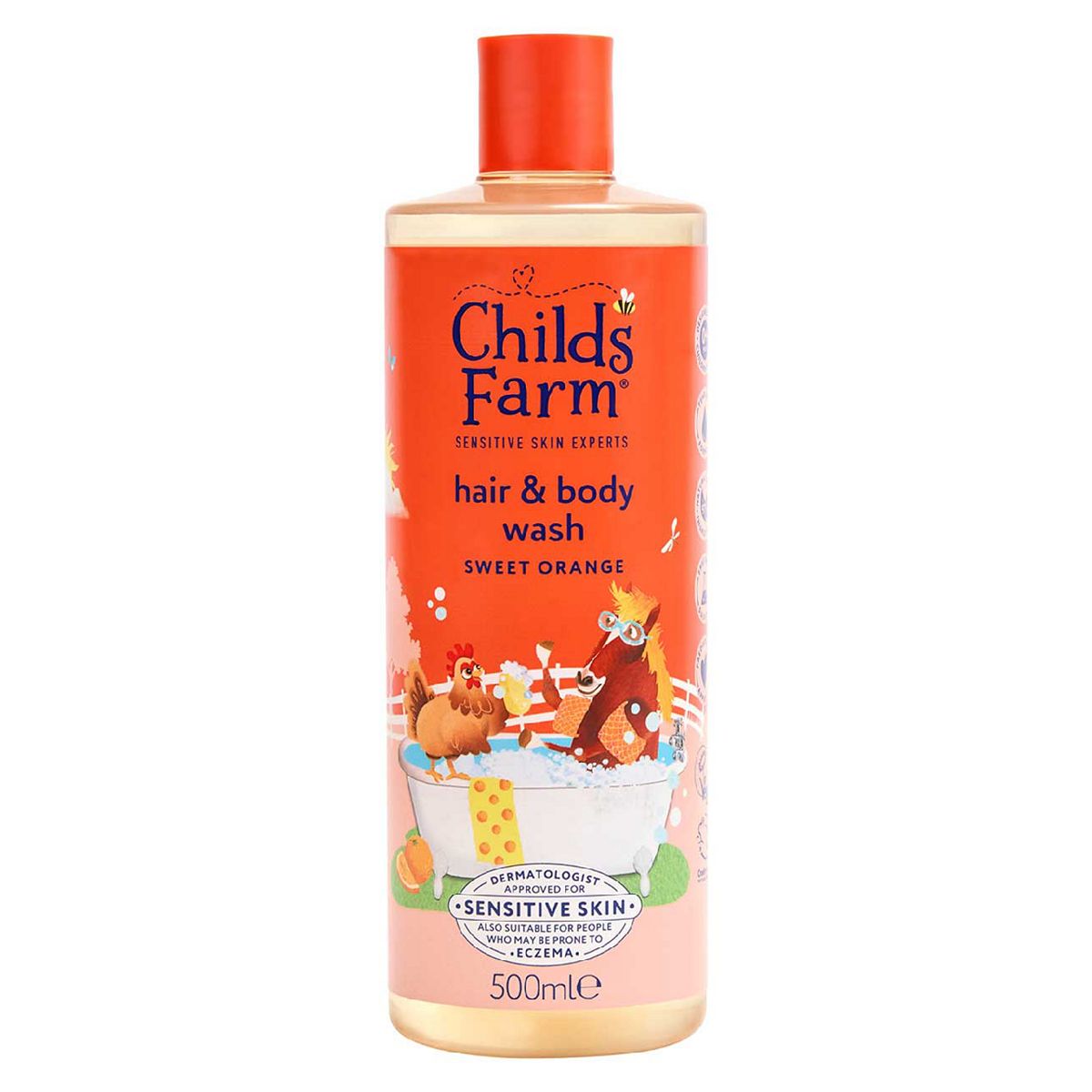 Child's Farm Childs Farm Hair & Body Wash, Sweet Orange 500Ml Gentle Tear-Free Formula For Kids, Babies Sensitive Skin