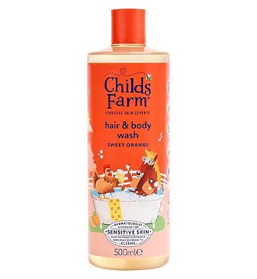 Childs Farm Hair & Body Wash, Sweet Orange 500ml Gentle Tear-Free Formula for Kids, Babies & Sensiti