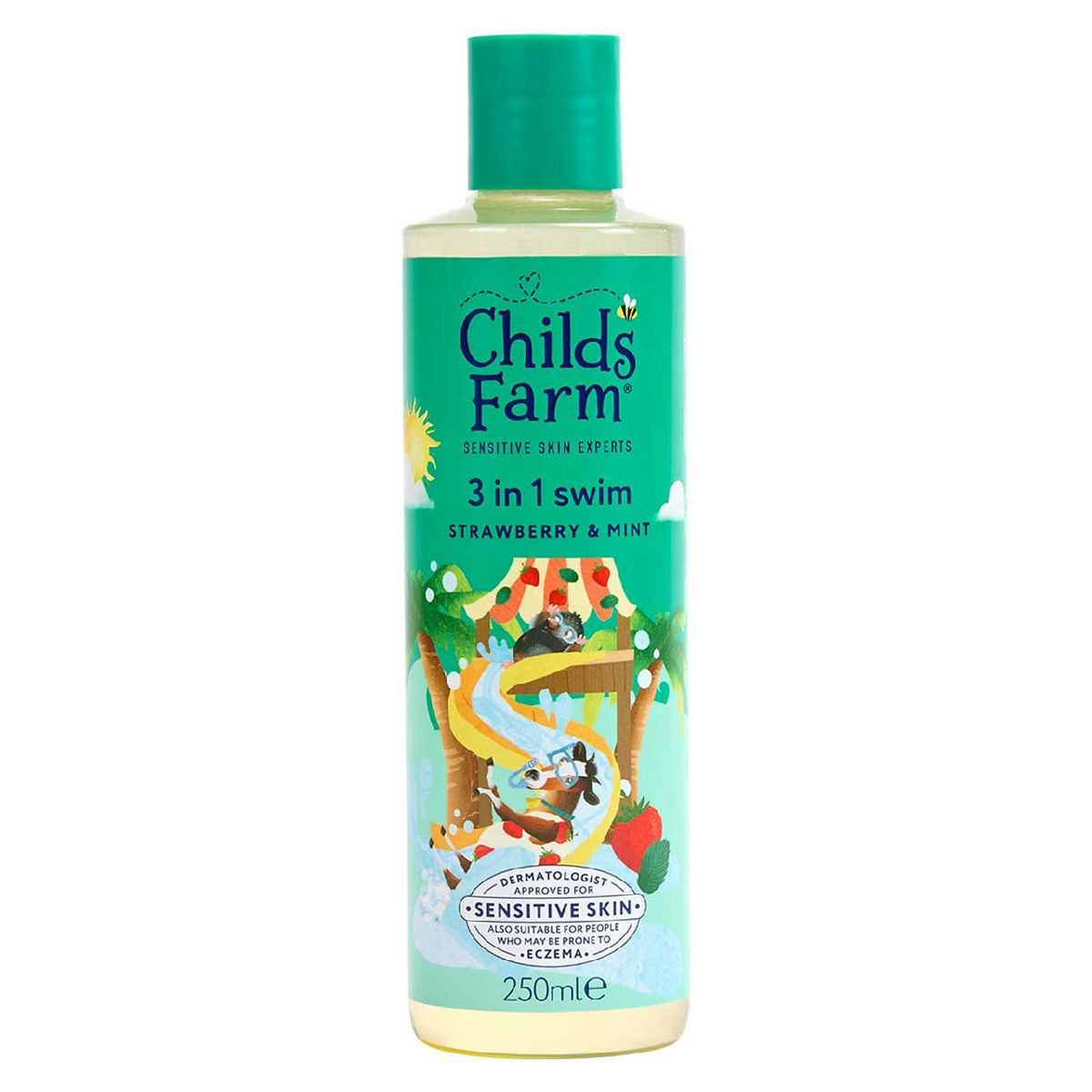 Child's Farm Childs Farm 3 In 1 Swim250 ml, Strawberry & Mint, Gentle Shampoo, Conditioner Body Wash For Kids, Babies Sensitive Skin, 250ml