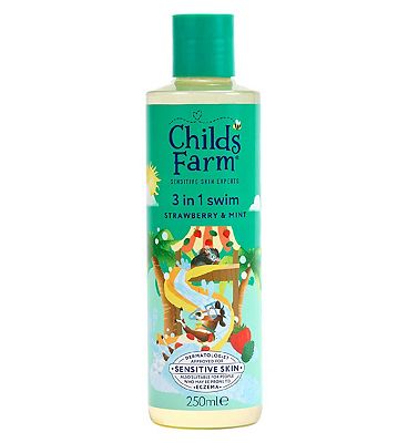 Childs farm 3 in 1 Swim 250ml, Strawberry & Mint, Gentle Shampoo, Conditioner & Body Wash for Kids, 