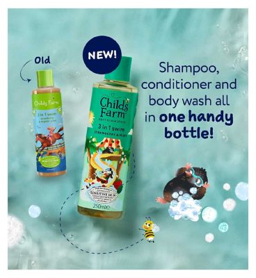 Childs farm 3 in 1 Swim 250ml, Strawberry & Mint, Gentle Shampoo, Conditioner & Body Wash for Kids, Babies & Sensitive Skin (8)