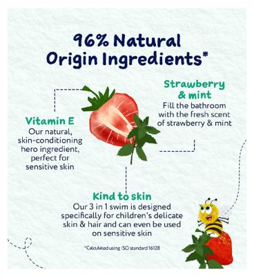 Childs farm 3 in 1 Swim 250ml, Strawberry & Mint, Gentle Shampoo, Conditioner & Body Wash for Kids, Babies & Sensitive Skin (10)