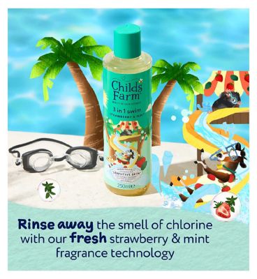 Childs farm 3 in 1 Swim 250ml, Strawberry & Mint, Gentle Shampoo, Conditioner & Body Wash for Kids, Babies & Sensitive Skin (11)
