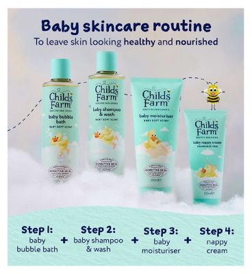 Childs Farm Baby Suitcase Gift | Baby Bubble Bath (250ml), Shampoo & Body Wash (250ml), Moisturiser (200ml) & Nappy Cream (100ml) | Suitable for Newborns with Sensitive, Dry, Itchy Skin — image 4
