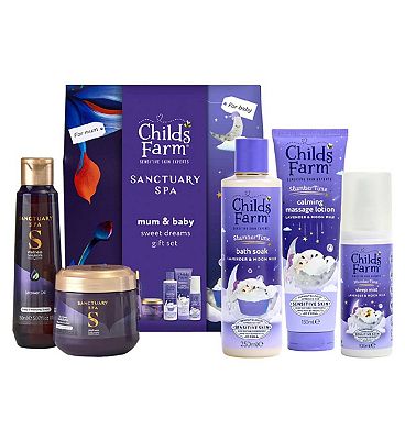 Childs Farm Mum & Baby Sweet Dreams Gift Set, Sleep Routine for Baby & Sanctuary Spa De-Stress Showe