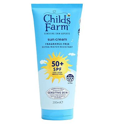 Childs Farm SPF 50+ Sun Cream 200ml Fragrance Free Sunscreen for Kids & Sensitive Skin