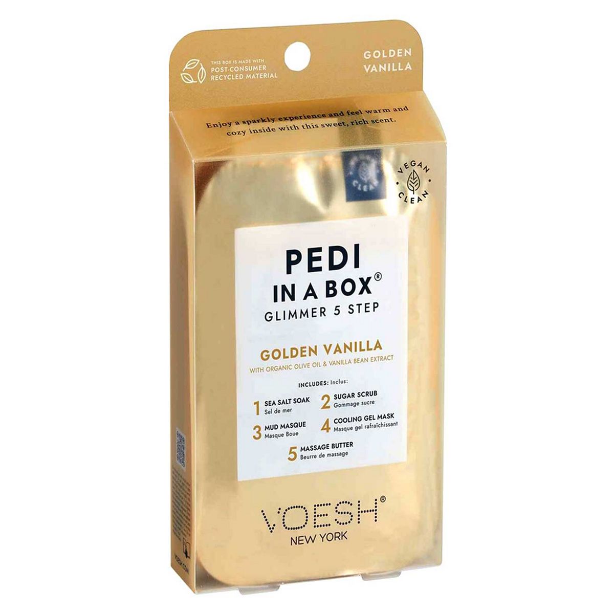 Voesh New York Pedi In A Box 5 Steps Glimmer Golden Vanilla