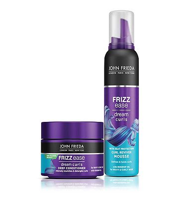 John Frieda Dream Curls Deep Conditioner and Curl Reviver Mousse Bundle for Curls and Wavy Hair