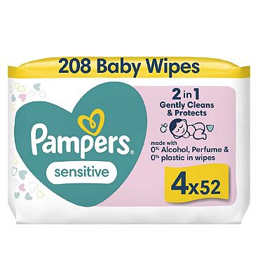 Pampers Sensitive Baby Wet Wipes 4 Packs 208 Wipes
