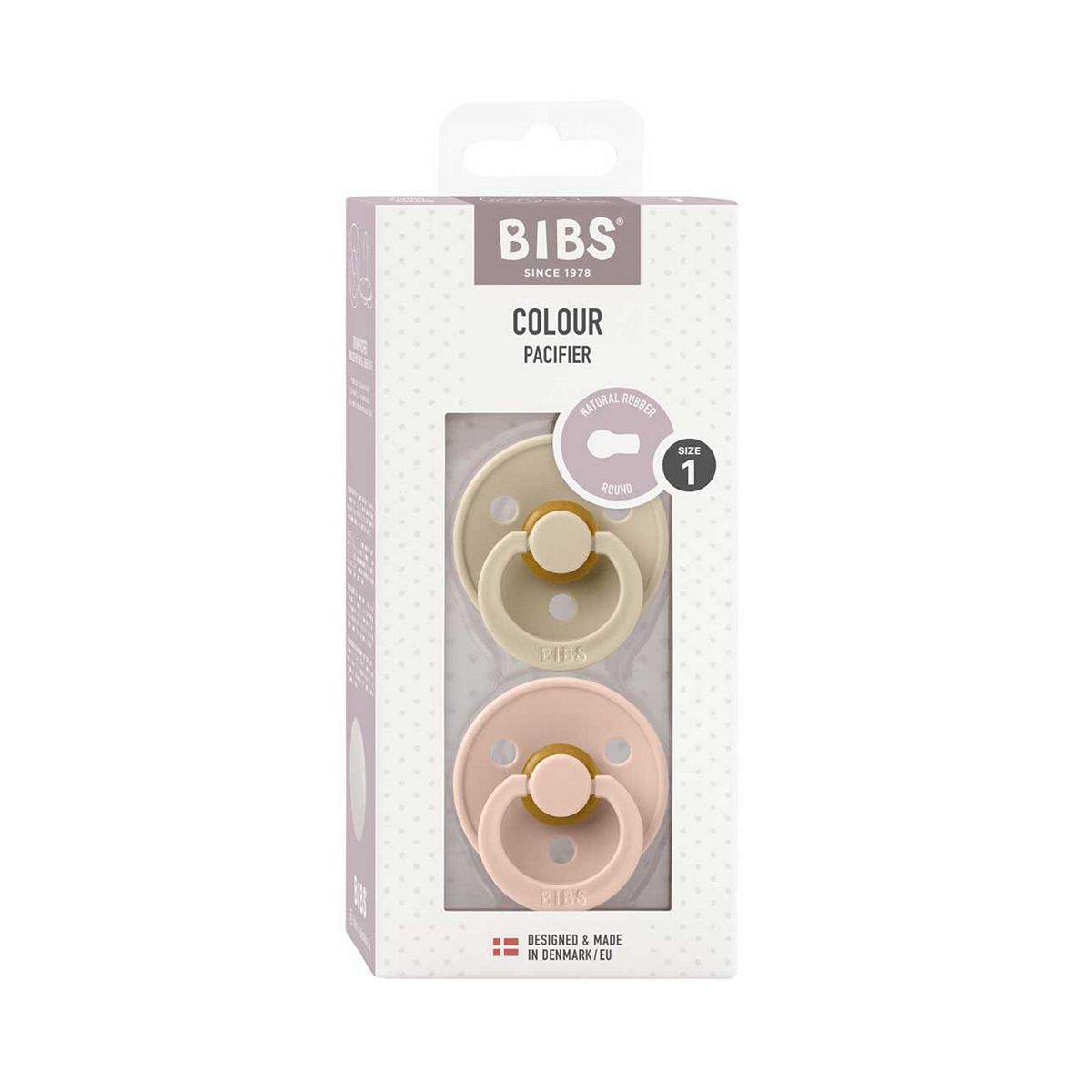 Bibs Colour Soother Latex Size 1 0-6 Months Vanilla/Blush