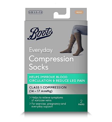 Boots Healthcare Boots Everyday Compression Socks, Beige, Size 3.5 - 7.5