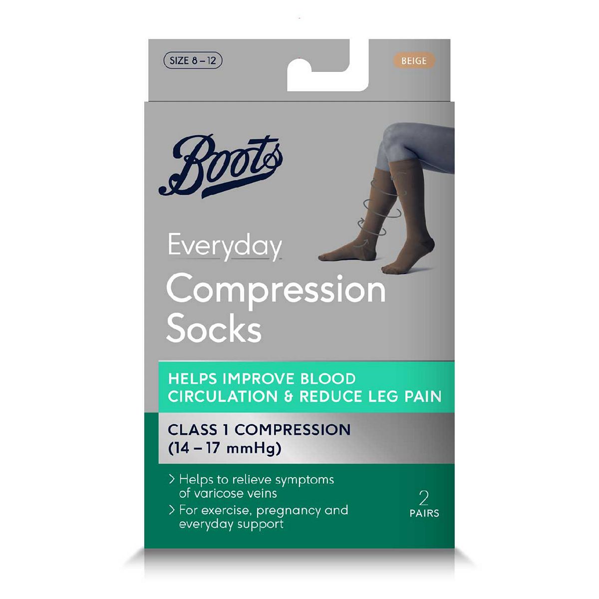   Healthcare   Everyday Compression Socks, Beige, Size 8 - 12 Multicolor