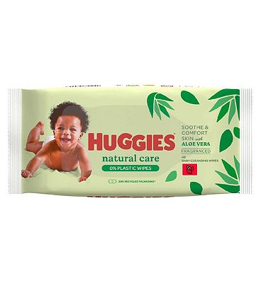 Huggies Natural Care Plastic Free Baby Wipes Singles 1 x 48