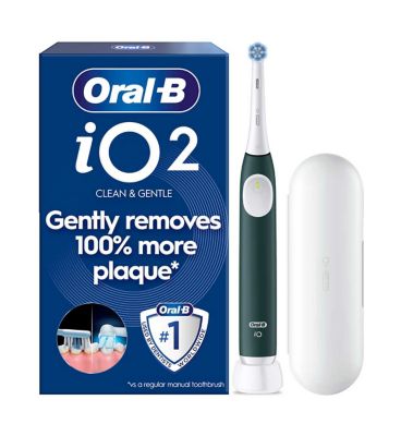 Oral-B iO2 Forest Green electric toothbrush with travel case
