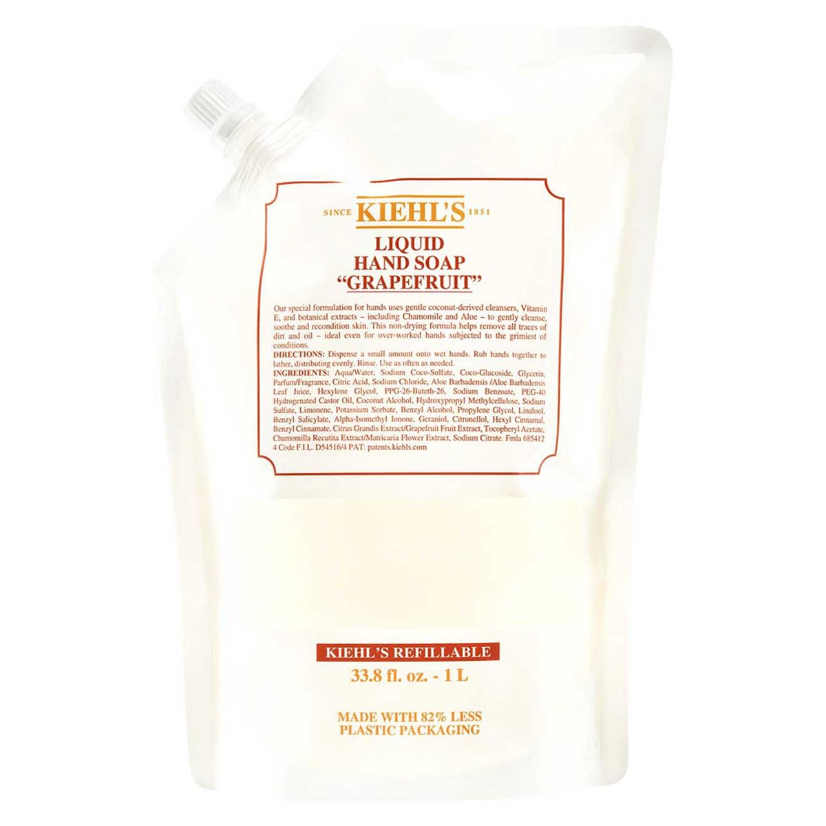 Kiehls Kiehl's Hand Soap Refill Pouch Grapefruit 1L