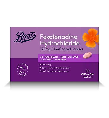 Boots Fexofenadine Hydrochloride 120mg Film-Coated Tablets - 30 Tablets