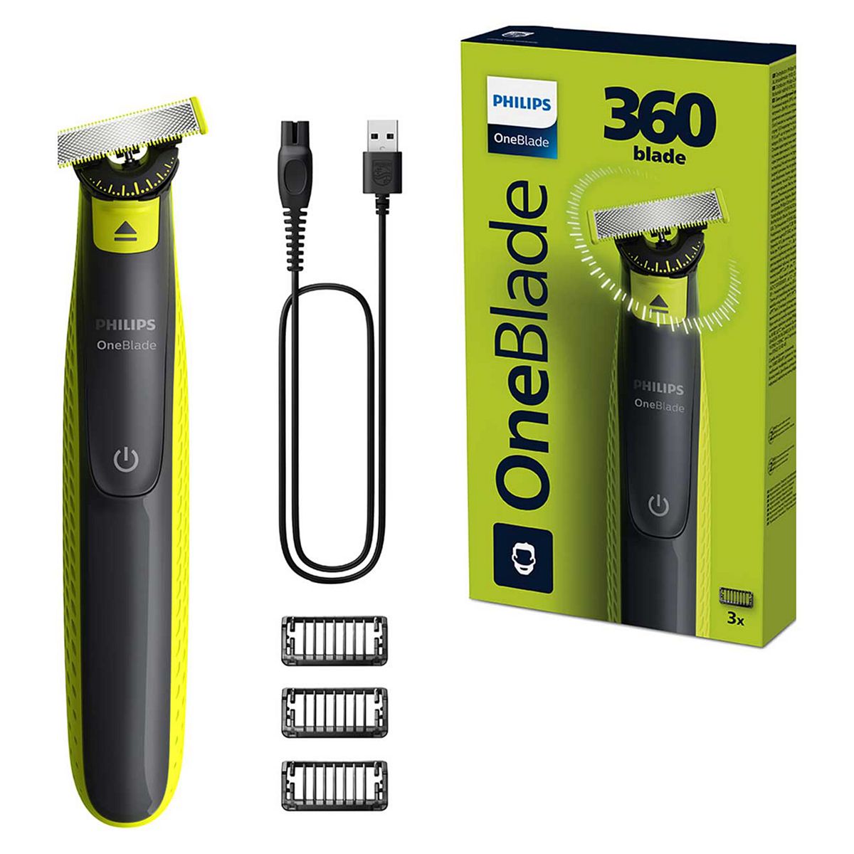 Philips Oneblade 360 For Face - Trim, Edge, Shave With 3 Stubble Combs Qp2724/23