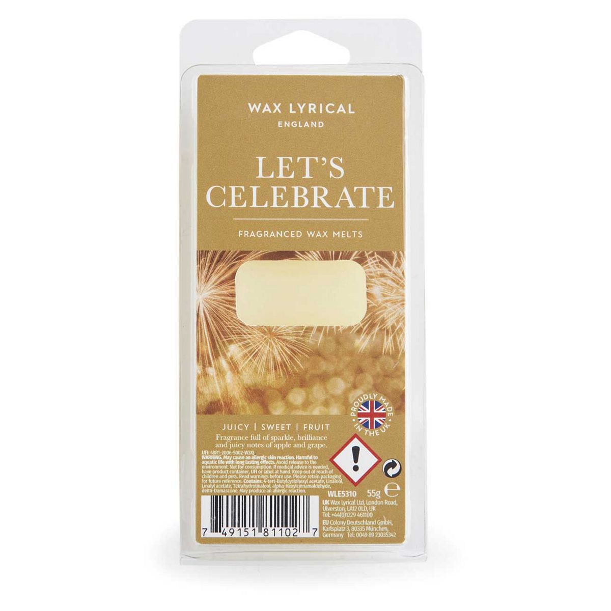 Wax Lyrical Wax Melt Lets Celebrate 55G
