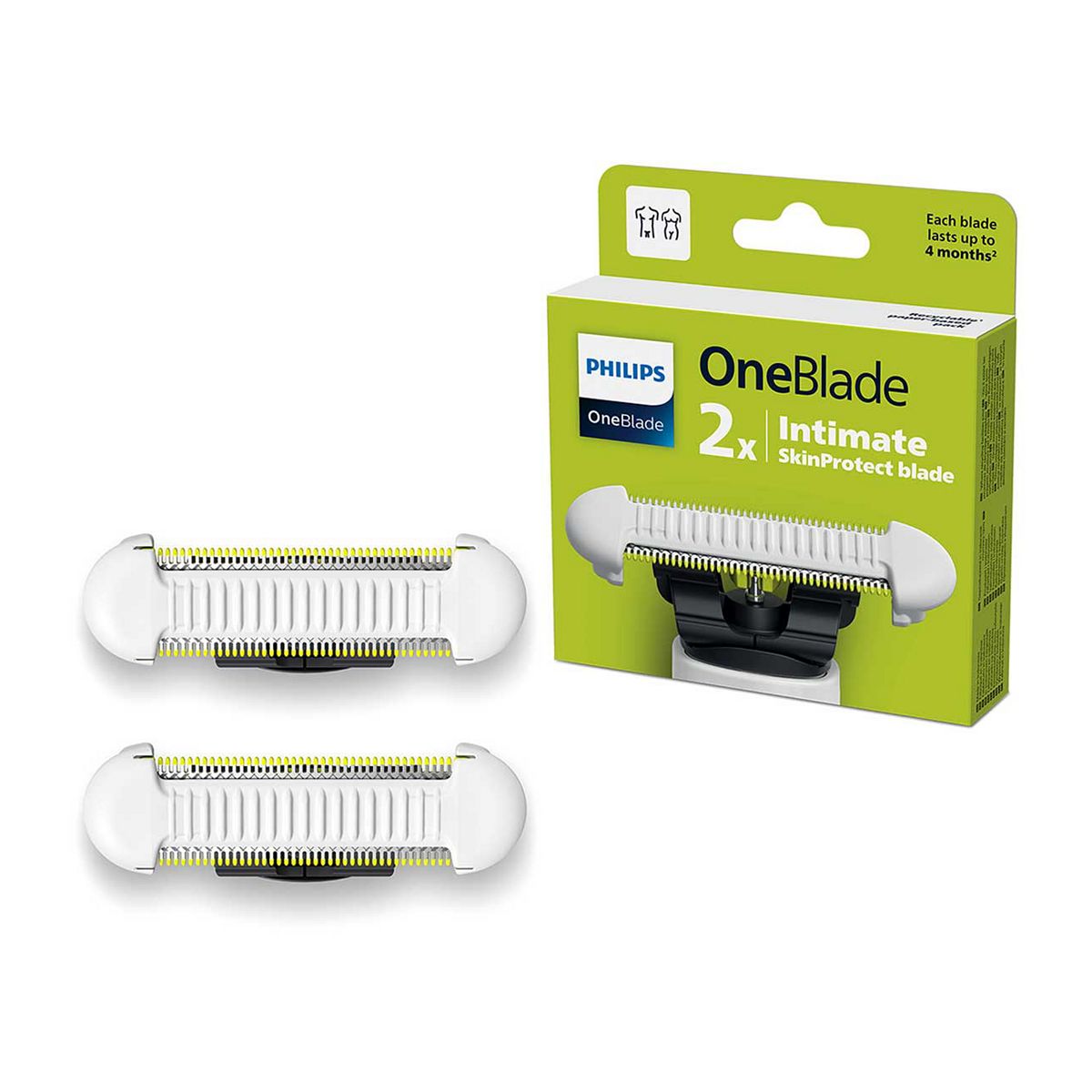 Philips Oneblade Skinprotect Intimate Replacement Blades, 2 Pack, Qp229/50