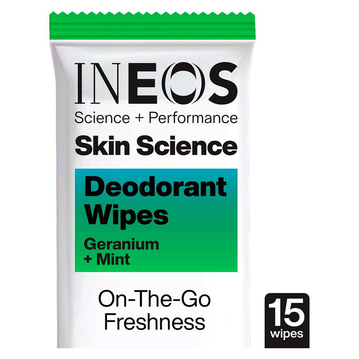 Ineos Skin Science Geranium + Mint Deodorant Body Wipes - 15 Pack