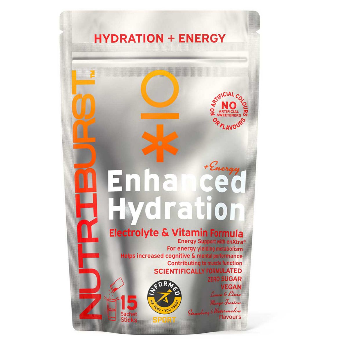Nutriburst Energy Electrolyte & Vitamin Hydration Powder - Mixed Flavours 3.5G, 15 Sachets