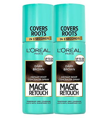 LOreal Paris Magic Retouch Dark Brown Root Touch Up, Temporary Instant Root Concealer Spray x2