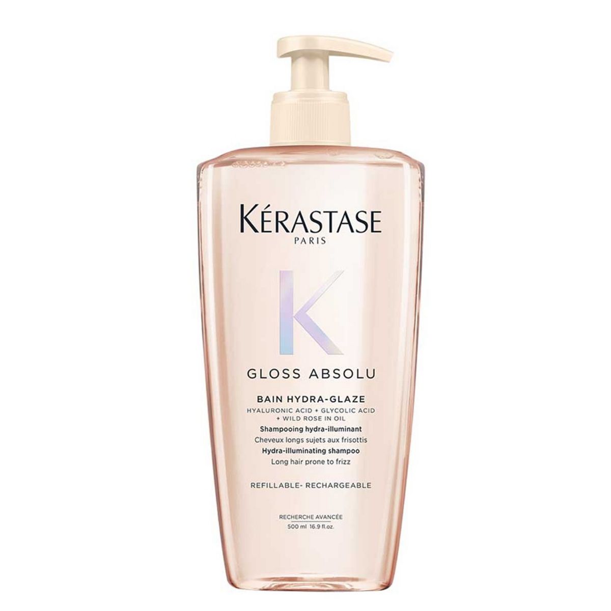 Kerastase Kérastase Gloss Absolu Refillable Shampoo For All Hair Types, With Glycolic Acid, Hyaluronic Acid & Wild Rose 500ml