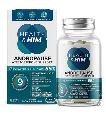 Health & Him Andropause 55+ Testosterone Support Supplement Capsules 60s