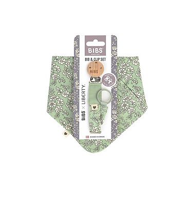 BIBS x Liberty Bib & Clip Set Capel Sage