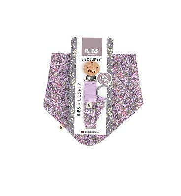 BIBS x Liberty Bib & Clip Set Chamomile Lawn Violet Sky