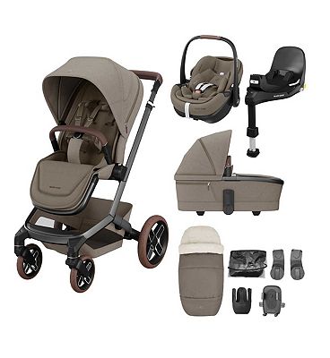 Maxi-Cosi FAME 9 Piece Premium Bundle Twillic Truffle Brown Wheels