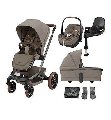 Maxi Cosi Fame Travel System Pebble 360 Pro And Base Kit Twillic Truffle Brown Wheels