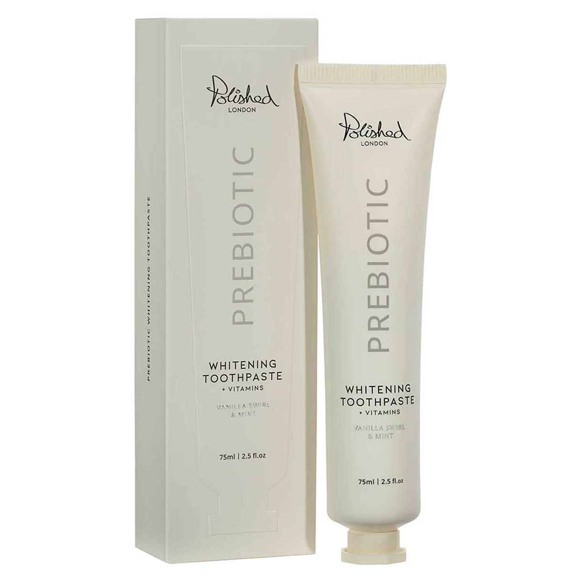Polished London Whitening Prebiotic Toothpaste - Vanilla Swirl And Mint 75Ml