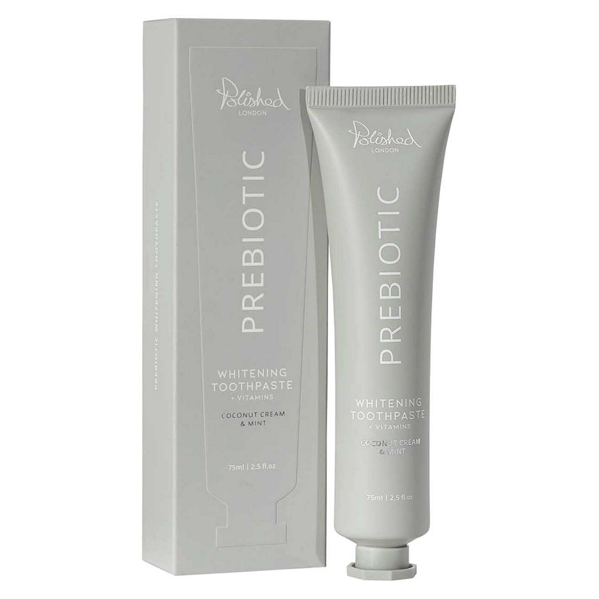 Polished London Whitening Prebiotic Toothpaste - Creamy Coconut Cream And Mint 75Ml