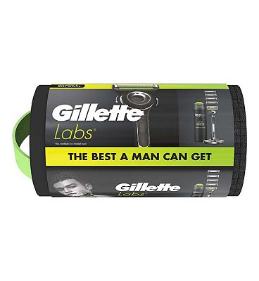 Gillette Labs With Exfoliating Bar Men's Razor + 4 Blades And Shave Gel Washbag Gift Set